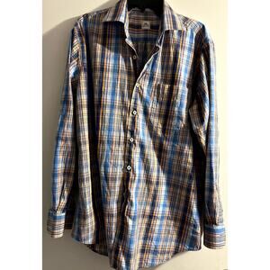 Peter Millar - Men's Orange Plaid Button Down -Size L